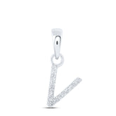 0.03CTW-DIA NK INITIAL "V" PENDANT